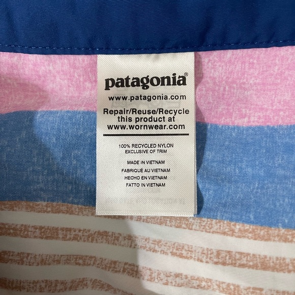 NWOT PATAGONIA 5" Wavefarer Board Shorts Fitz Stripe Pink/Navy Size 10 - Picture 4 of 4